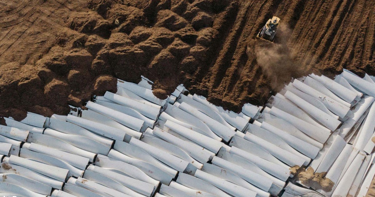 wind turbine blades being buried